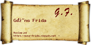 Güns Frida névjegykártya